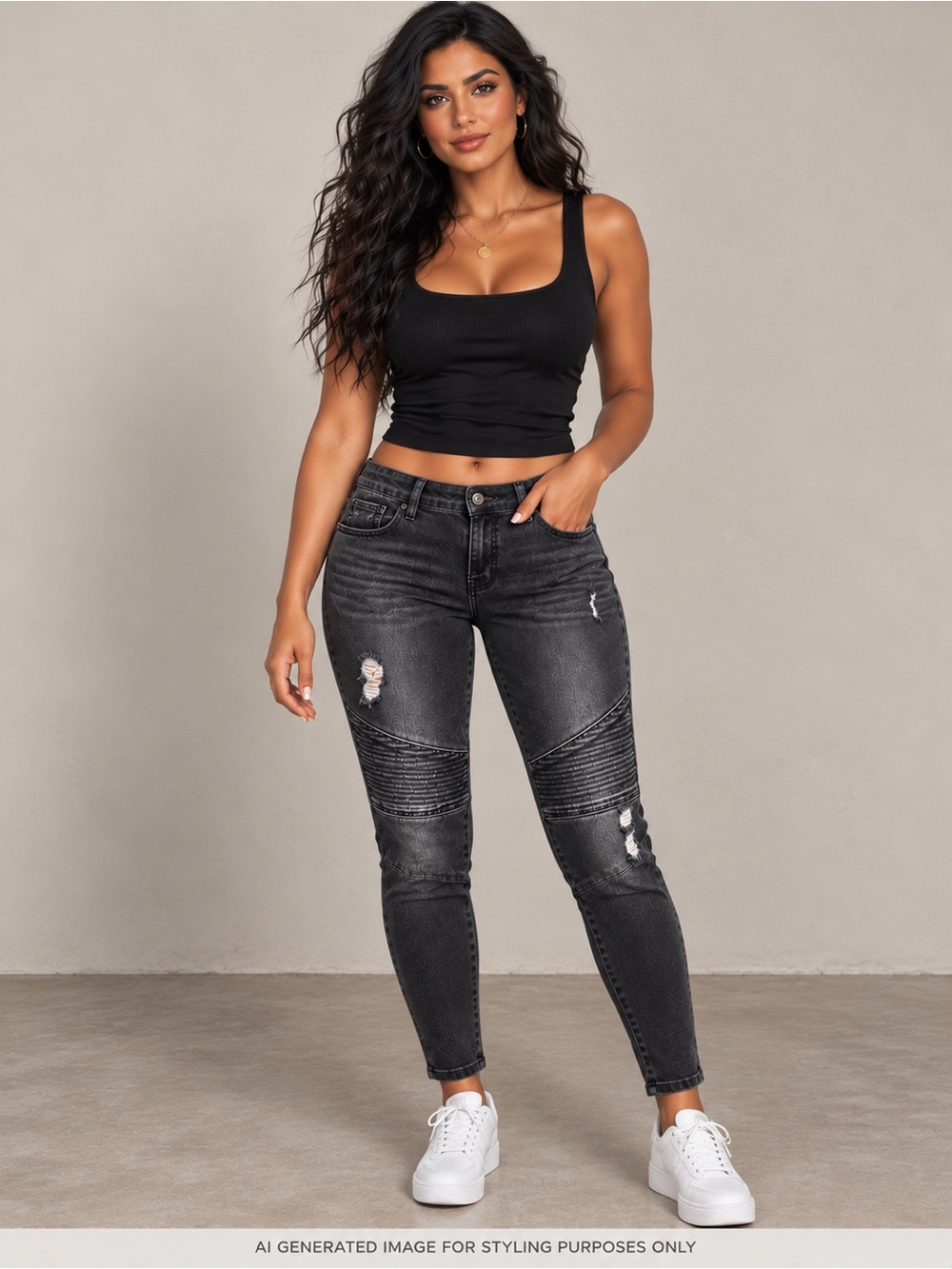 KanCan Wynne Distressed Moto Low Rise Skinny Jeans Black Size 11/29